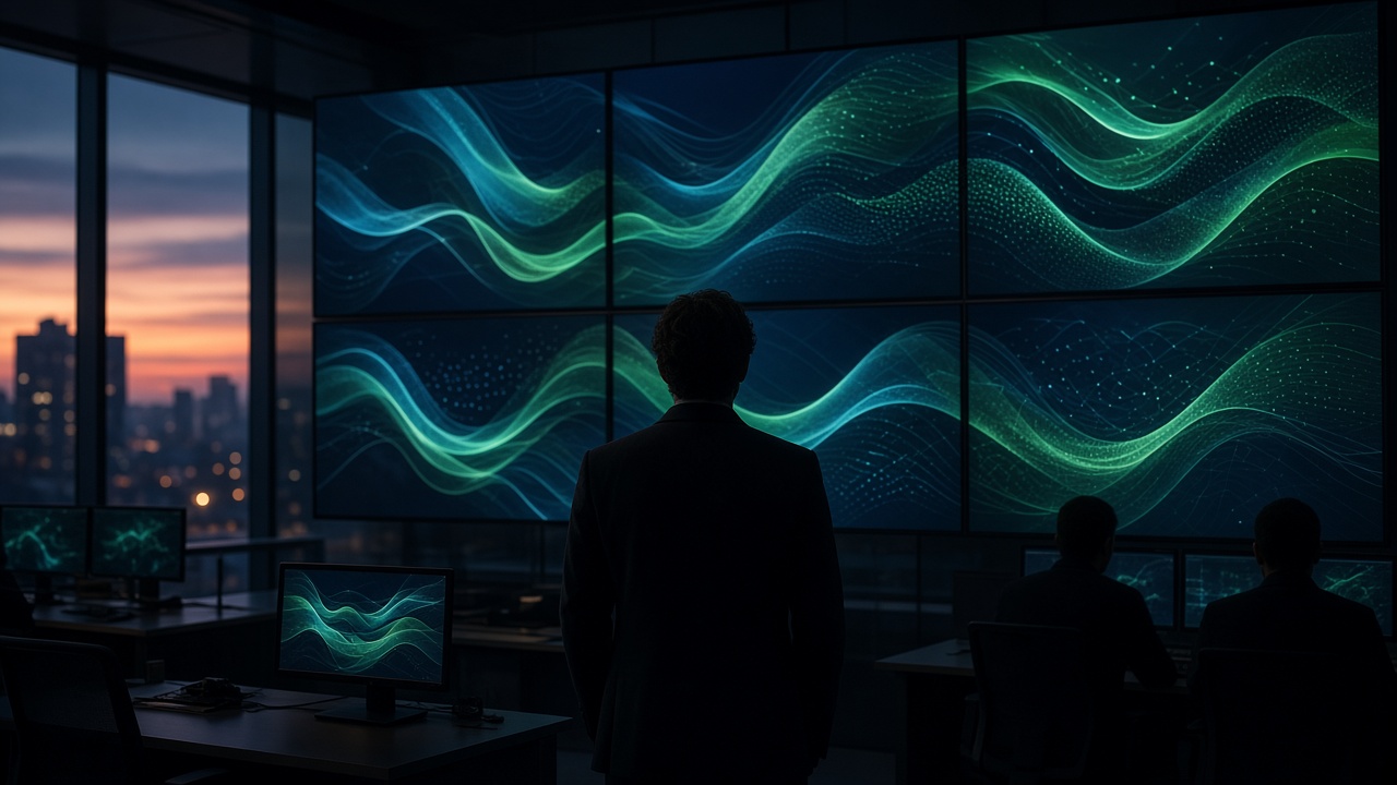 Operations floor facing a wall of coordinated screens